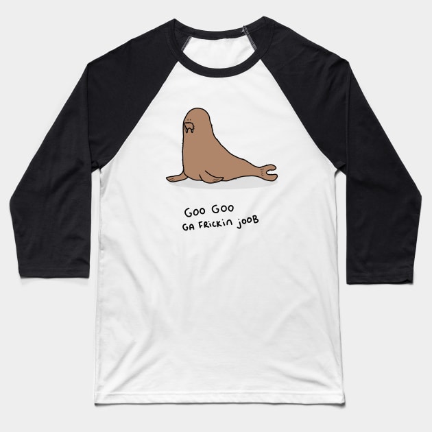 Grumpy Walrus Baseball T-Shirt by grumpyanimals